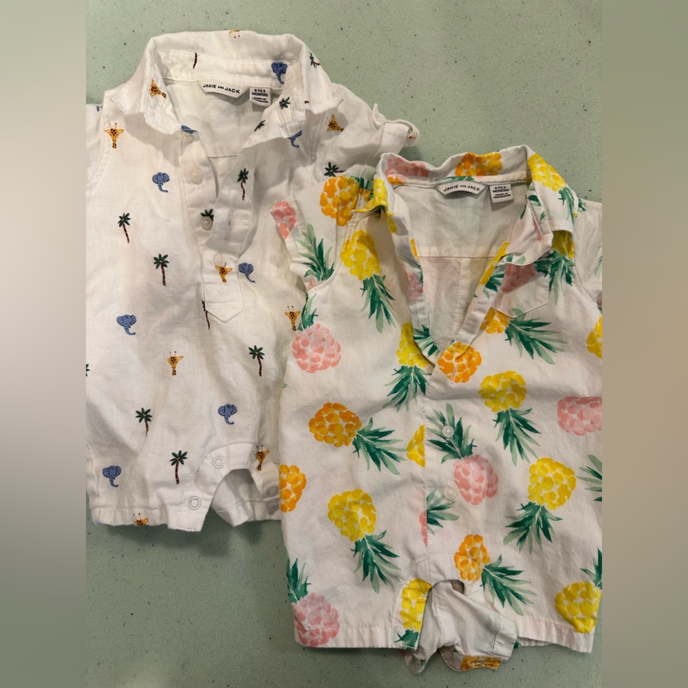 Janie and Jack Baby Rompers with Animal print  and Pineapple print